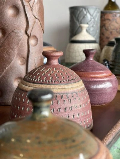 Artwork displayed inside the Southwest Wine Center tasting room