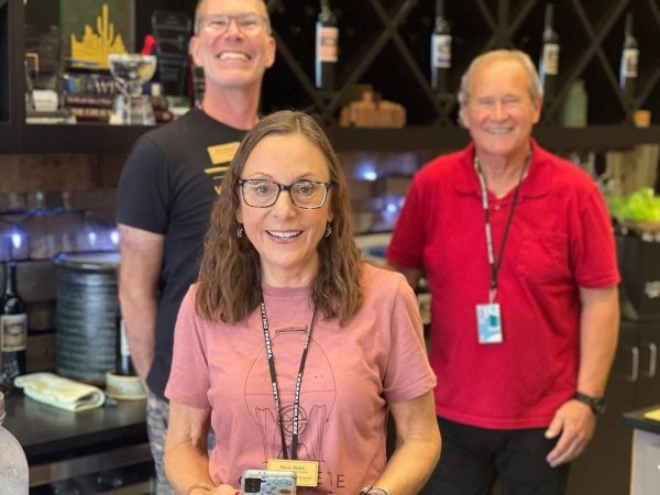Southwest Wine Center staff assisting guests during wine tastings